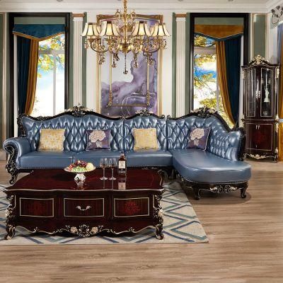 Wholesale Wood Carved Classic Corner Sofa in Optional Furniture Color