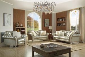 Silver Leather Leisure Sofa Set for Living Room