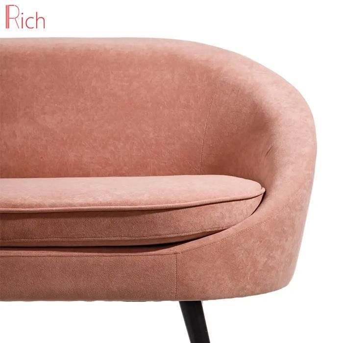 Modern Home Furniture Pink Fabric Velvet Couch Love Seat Leisure Sofa for Living Room Hotel Office Event