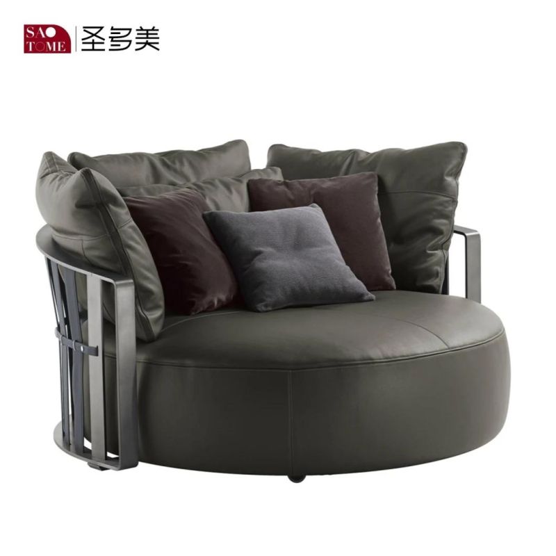 Factory New Product Round Shaped with Armrest Leather Sofa