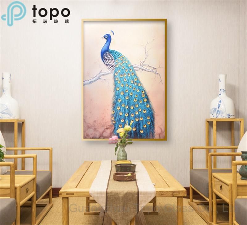 Modern Style Toughened Peafowls Glass-Painting (MR-YB6-2030)