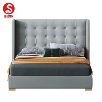 Factory Wholesale Price Home Furniture Bedroom Wooden Modern Design Leather Sofa King Bed