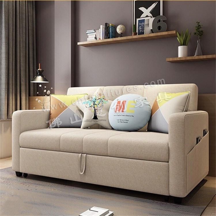 Hyc-Sf05 Multifunctional Sofa Bed 1.5 Meters Solid Wood Foldable Living Room Furniture Sofa