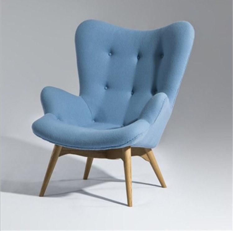 Home Furniture Nordic Fabric Single Seater Armchairs Modern Sofa Lounge Chair with Wooden Legs Living Room Sofa