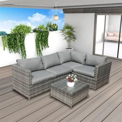 Factory Direct Outdoor Furniture L Shape PE Wicker Rattan Garden Sectional Sofa Set