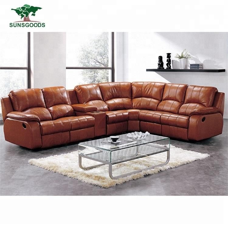 Electric Recliner Sofa Leather Corner Lounge with Low Back