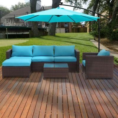 Weather Resistant PE Wicker Garden Sofa with Storage Coffee Table Set