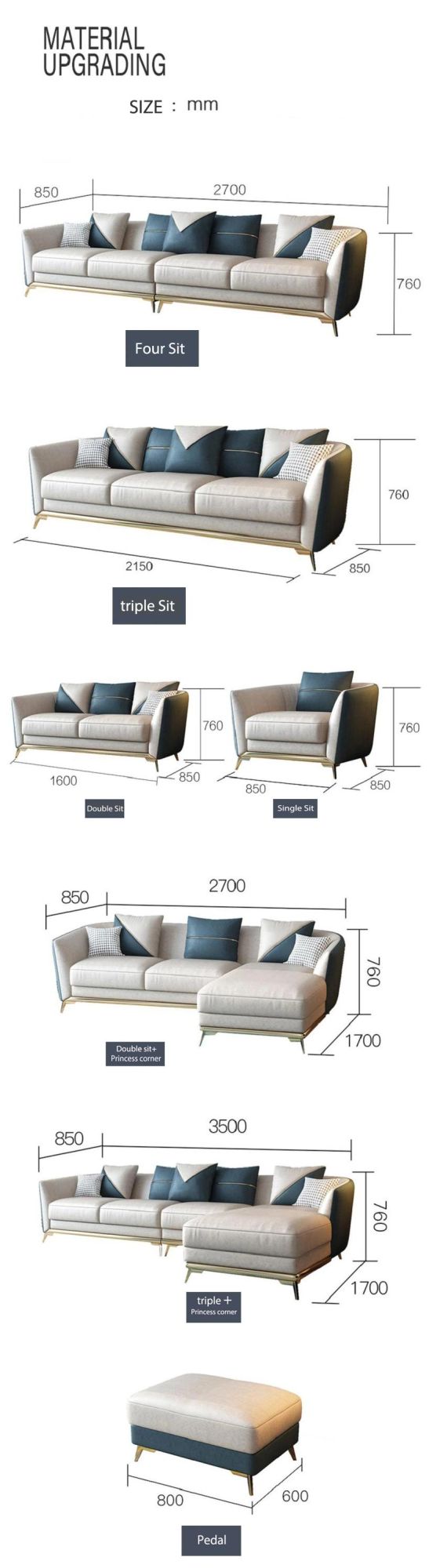 Cheap Price Waiting Room 1 3 4 Seater Sofa