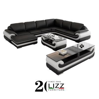 Online Retail Villa Furniture Lounge Genuine Leather Sectional Sofa