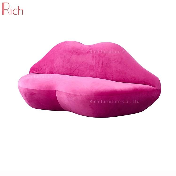 Unique Home Furniture Hot Sex Design Lounge Couch Living Room Leisure Fabric Red Lip Sofa Event Hotel Wedding