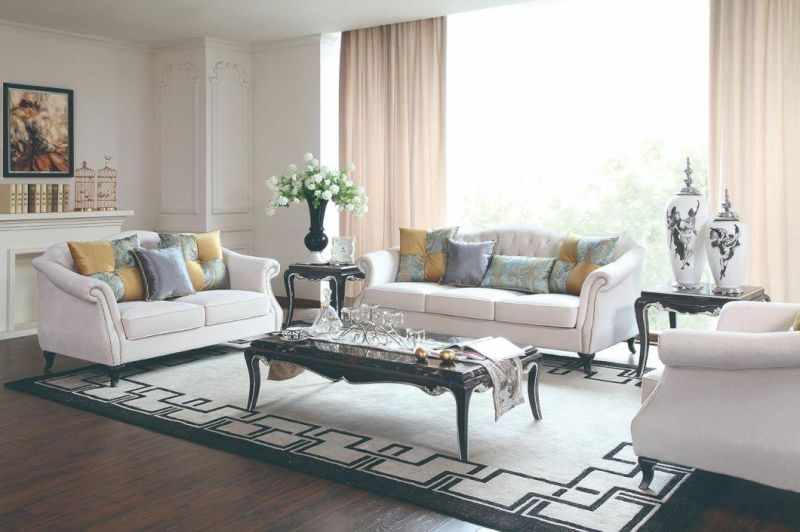 Foshan Modern Home Furniture Manufacturer Elegant American Style Hotel Villa Living Room Furniture Sectional Fabric Sofa