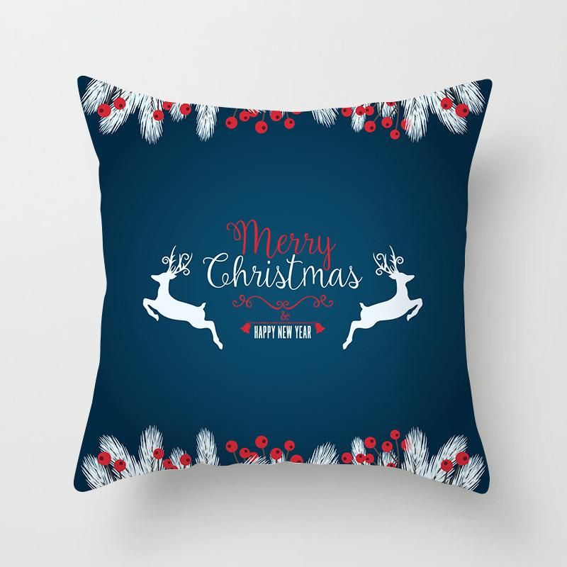 Holiday Decoration Christmas Onrament Colorful Christmas Tree and Deer Back Cushion Cover Sofa Cushion