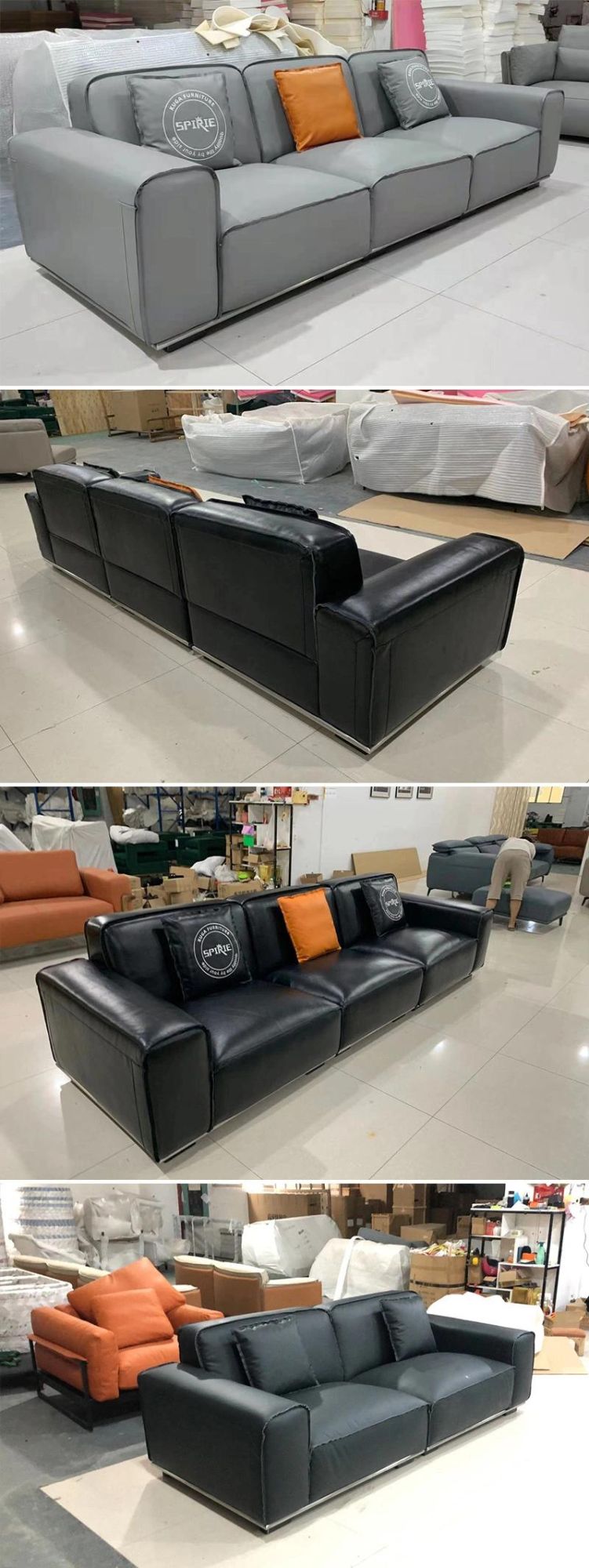 Modern Fabric Seating Contemporary Sofa Leisure Home Leather Couch for Living Room Furniture Set