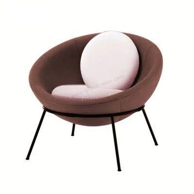 Home Furniture Round Shape Fiberglass Velvet Iron Leg Cafe Chair
