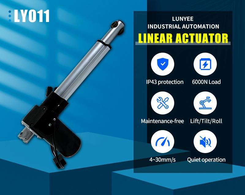 Changzhou Lunyee Linear Actuator Motor 500mm Stroke, 24V DC, 6000n for Furniture Recliner Sofa Chair Headrest