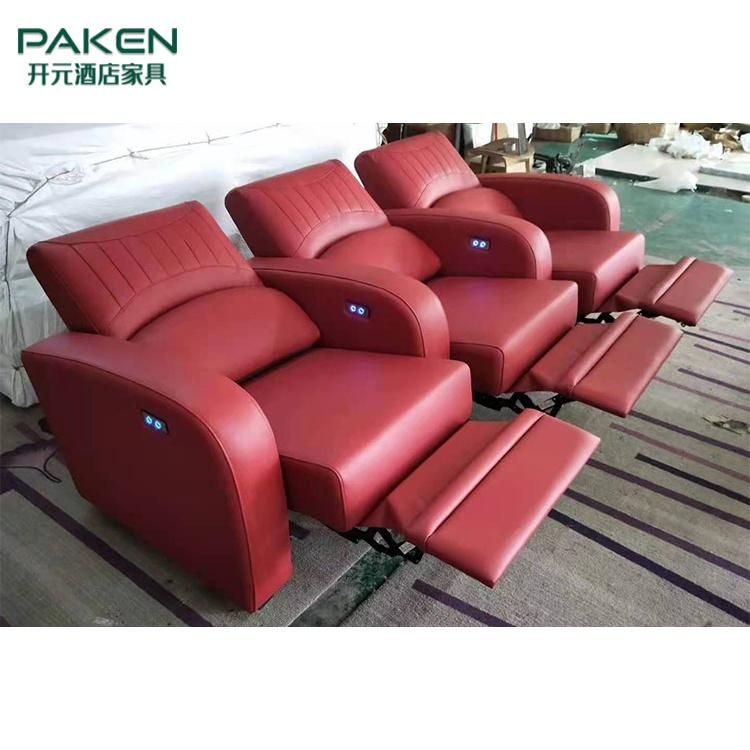 Luxury Home Theater Modern Style Italy Genuine Leather Recliner Sofa