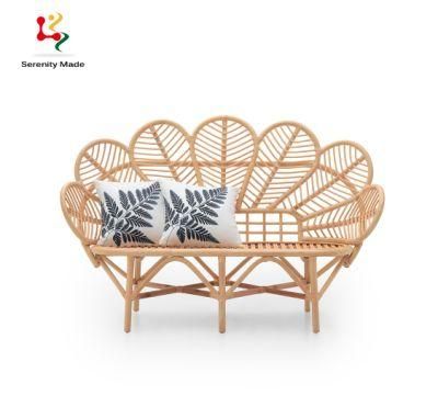 Event Hire Outdoor Flower Natural Real Rattan Couch Sofa