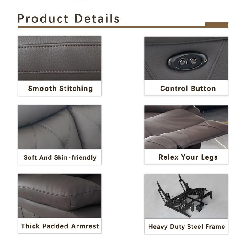 Healthtec USB Charge Genuine Leather Recliner Sofa for Living Room Home Furniture