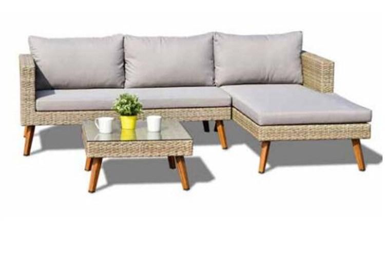 Nordic Hotel Terrace Leisure Outdoor Furniture Corner Sofa Set 1 2 3 Seater PE Rattan Garden Sofa Set