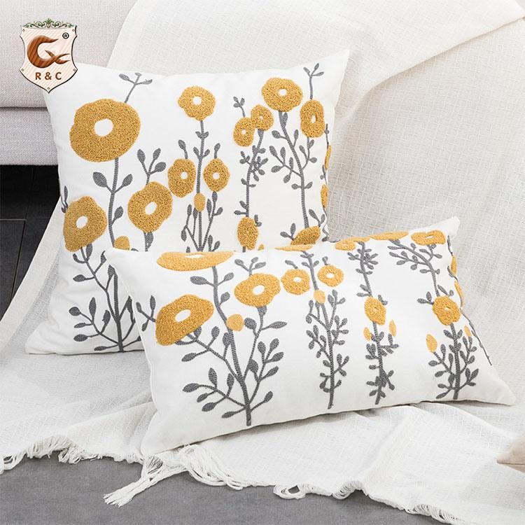 3D Digital Prints Flower Design Cushion Covers Floral New Arrival Linen Natural Modern Style Sofa Covers