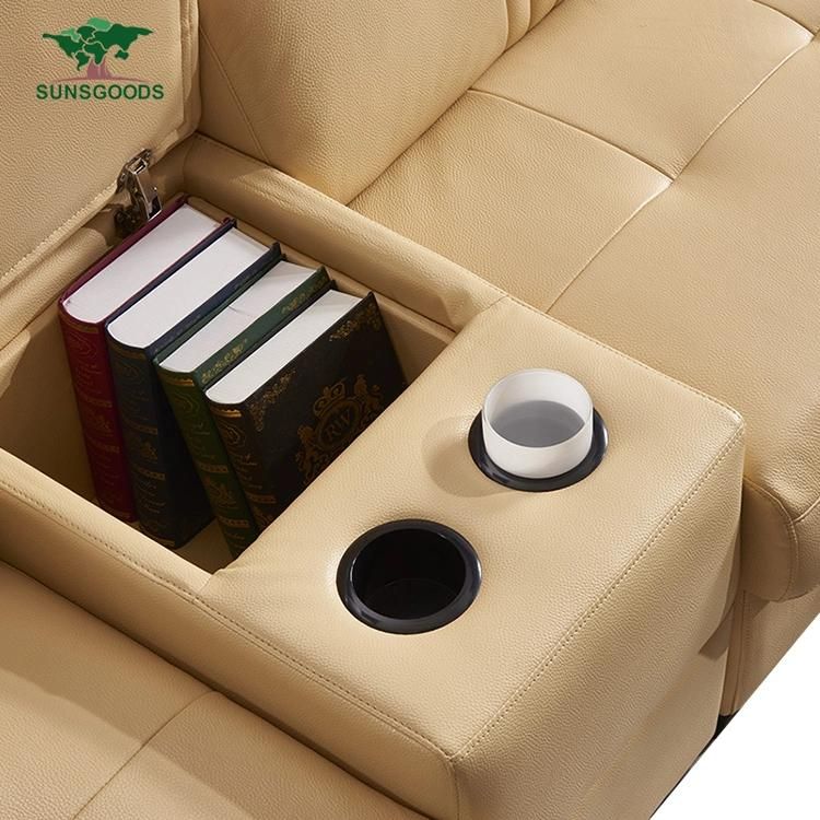 Headrest Foldable and Storage Box High Quality Living Room Furniture Recliner Leatehr Sofa