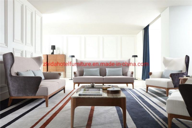 High Back Modern Living Room Furniture Hotel Reception Area Fabric Sofa