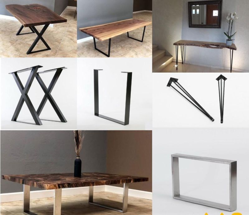 Heavy Duty Polished Rushed Square Pipe U-Shaped Table Legs