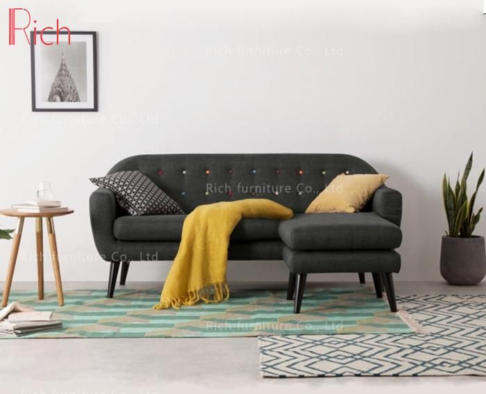 Modern L Shape Fabric Sofa Tufed Button Sofa Leisure Sofa for Living Room