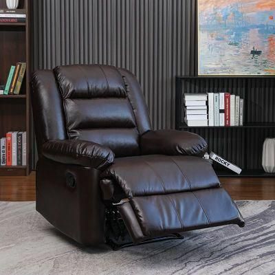Hot Selling Brown Color Home Furniture Manual Recliner Sofa Leather Sofa European Style Single Seat Office Chair Leisure Sofa Living Room Sofa