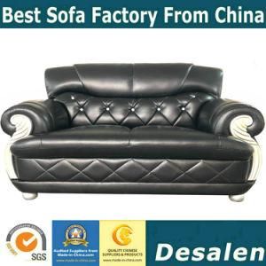 Black Color Modern Home Furniture Genuine Leather Loveseat Sofa (A16)