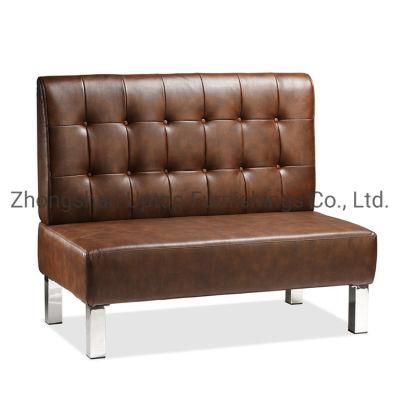 (SP-KS166) High Quality Commerical Restaurant Brown Leather Sofa Booth Seating
