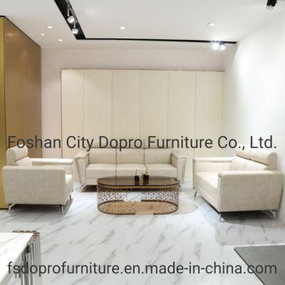 Stainless Steel Frame Home Furniture Leather Sofa