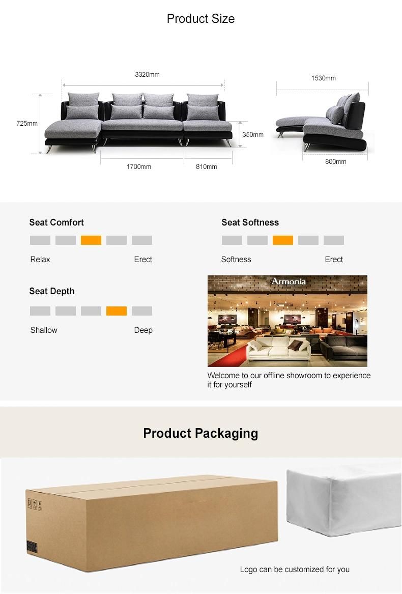 Modern Scandinavian Nordic Home Furniture Living Romm Fabric Sectional Sofa