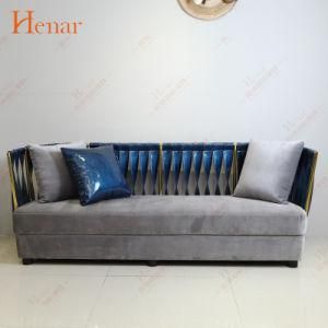 Modern Luxe Golden Stainless Steel Hotel Lobby Sectional Sofa