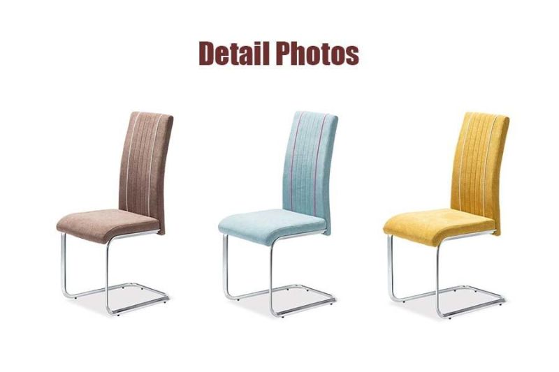 Modern Home Office Restaurant Furniture Fabric Sofa Chair Steel Chromed Dining Chair for Outdoor