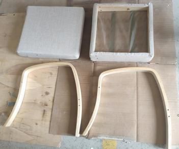 Small package size K/D double seat sofa with multi-layer board bending process sofa legs