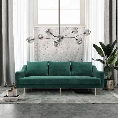 Leisure Velvet Fabric Sofa with Slope Arm