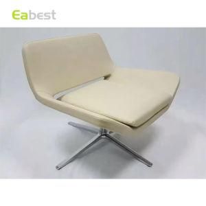 White Fabric Comfortable Polish Aluminum 4 Legs Living Room Bedroom Casual Single Sofa