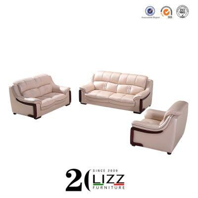 American Modern Furniture Genuine Leather Leisure Sofa with Wooden Feet