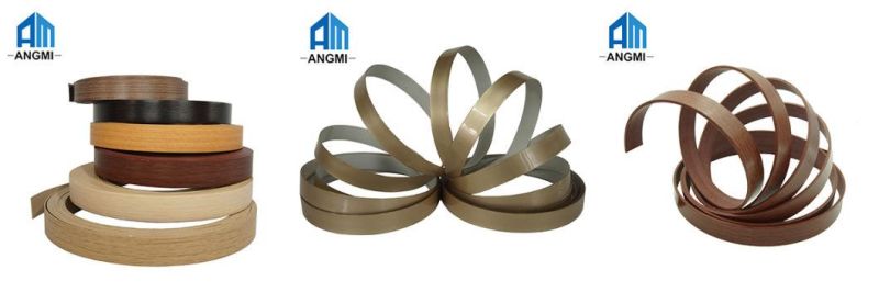 High Quality Brown Furniture Wood Grain/Solid Color Laminated High Gloss Plastic Strip Table PVC Edge Banding