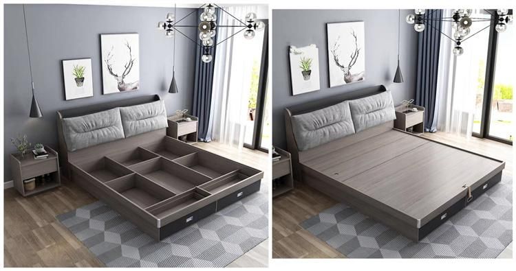 Simple Design Wooden MDF Hotel Home Bedroom Furniture Set Double Bedroom Bed