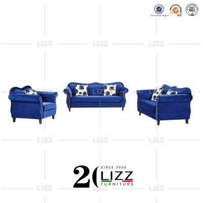 Classical Chesterfield Style Modern Living Room Furniture Set Velvet Fabric Sofa Set