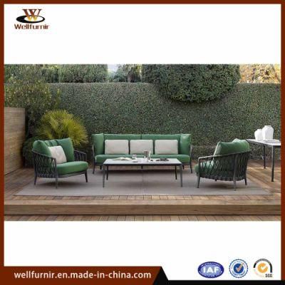 Well Furnir (WFR1809) Aluminum Outdoor Rope Wooden Sofa