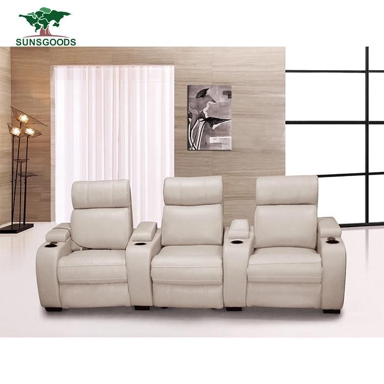 American Style Home Theater Cinema Furniture Genuine Leather Manual Recliner Sofa