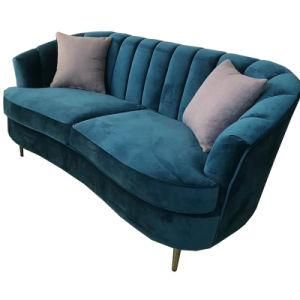 Blue Color Loveseat Couch Chaise Fabric Sofa (L01)