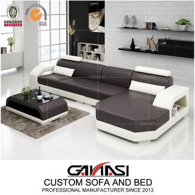 European Style Home Furniture Genuine Leather Living Room Sofa with Coffee Table