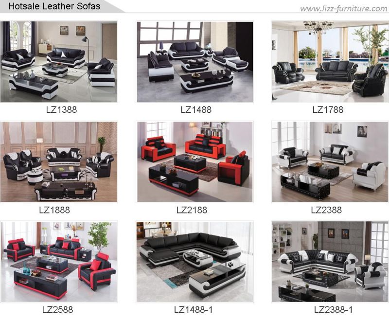 High End Quality Genuine Leather Leisure Living Room Sofa Modern Home Furniture Set with Coffee Table