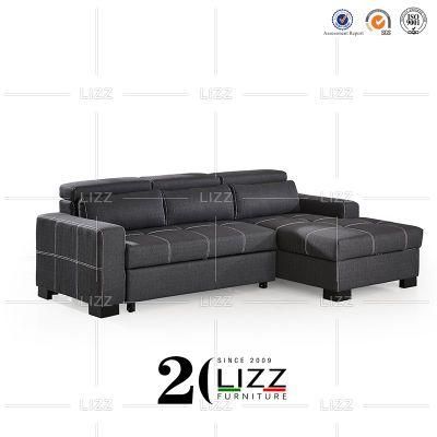 Modern Italian Leather L Shape Sofa Bed Living Room Furniture Couch for Living Room