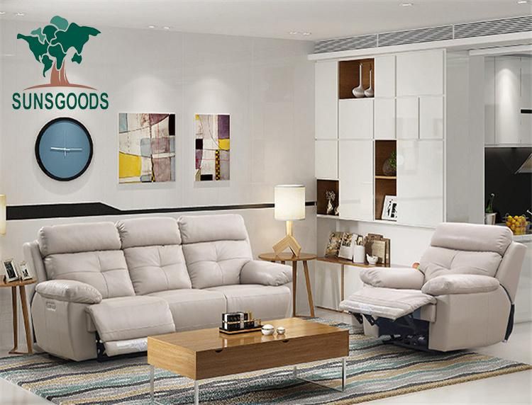 Elegant 3 Seater Sofa Recliner Leather Furniture Sofa Set with Single Chair
