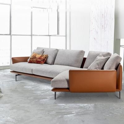 Luxury Home Living Room Furniture Corner Sofa Set Fabric / Genuine Leather Sofa